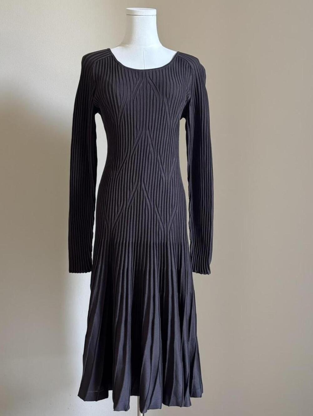 Peruvian Connection 100% Pima Cotton Rib Knit Maxi Dress Taupe Brown Medium